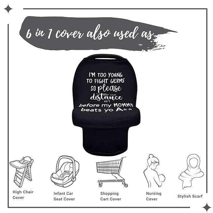 Nursing Cover for Newborn Breastfeeding Multi Use Infant Stroller Canopy Unisex Baby Car Seat Cover for Baby Boy and Girl (White and Black)