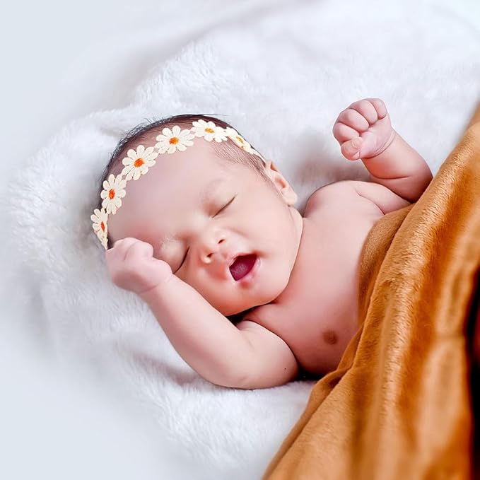 4PCS Baby Girls Daisy Flower Bows Headbands Spring Outdoor Hair Band Handmade Hair Accessories For Kids Toddlers Infants Newborn