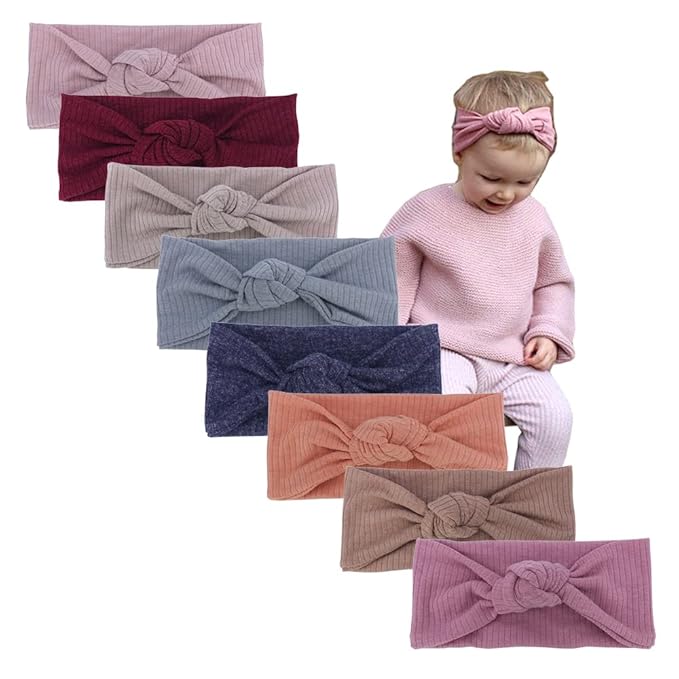 Sugarmelon Baby Headbands Stretchy Hairbands Hair Bow Elastics for Baby Girls Newborn Toddlers Infant Kids (Knot Headband Mauve)