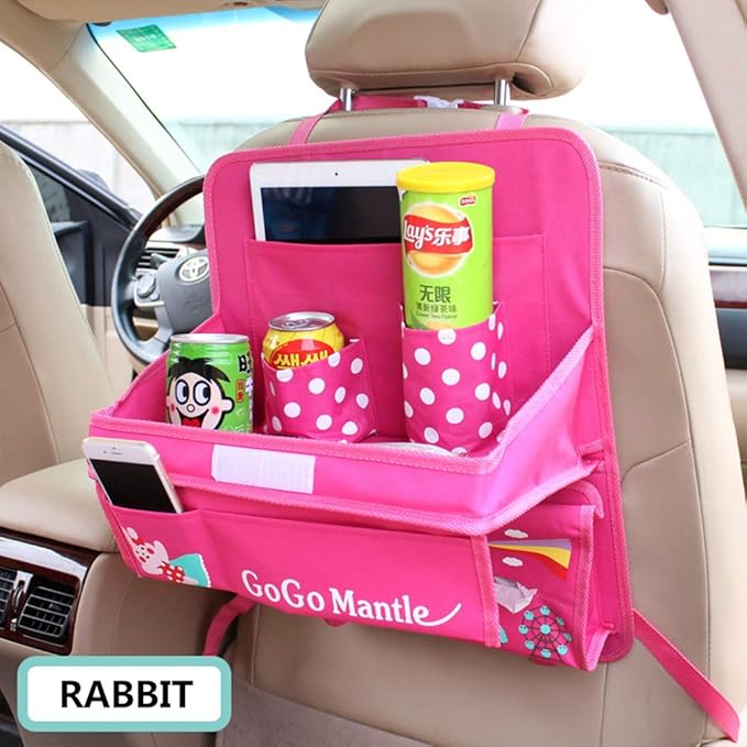 Cute Cartoon Car Backseat Organizer Auto Car Foldable Table Tray Seat Back Storage Bag Organizer for Baby Kid