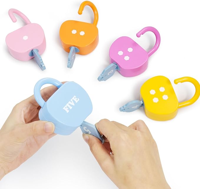 5 Sets Lock and Key Sensory Toy, Number Counting & Matching Math Games, Preschool Learning Activities, Educational Montessori Toddlers Toys for 3 Year Old