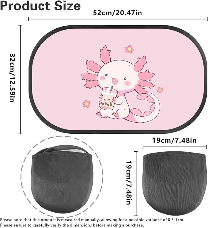 Bulopur Kawaii Axolotl Window Shades for Car 2 Pack Car Window Shade Baby UV Protection Breathable Car Sun Shade Side Window Universal Car Interior Accessories