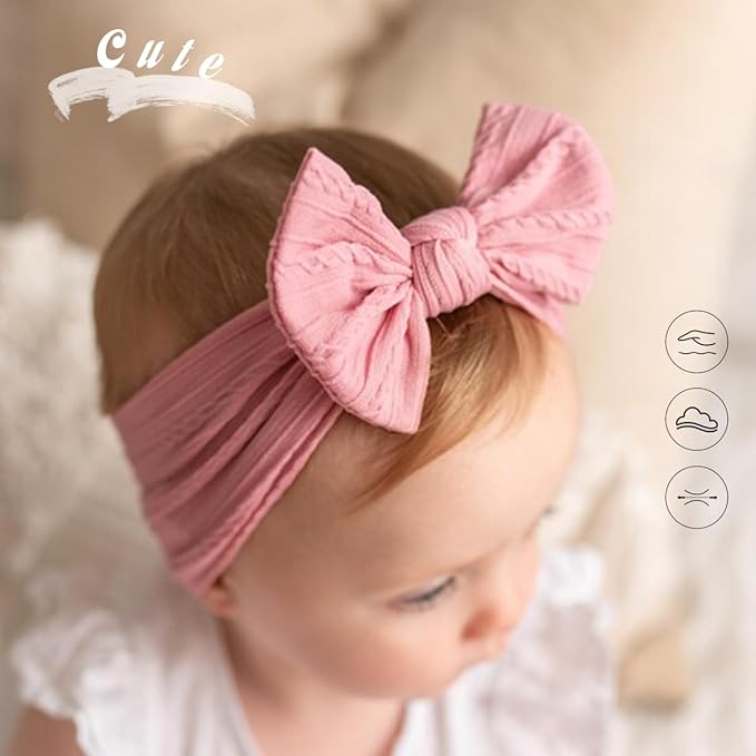 Ulico 2 Pack Personalized Girl Headband,Custom Baby Girls Headband with Embroidered Name, Newborn Headbands with Bow