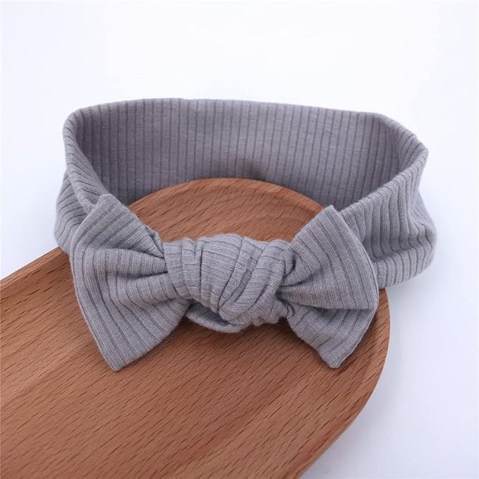 Sugarmelon Mommy and Me Headband Set Mother Baby Matching Turban Headbands for Toddler Baby Girls Women Scrunchies Hair Bow Hairbands (Vanilla and Smoke Blue)