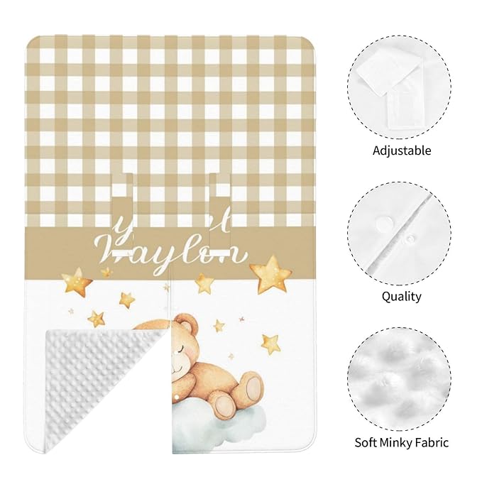 Personalized Name Car Seat Covers for Baby Girls Boys, Custom Cute Bear Baby Carseat Canopy, Nursing Cover for Breastfeeding, Strollers Car Seat Canopies for Babies Infant Newborn