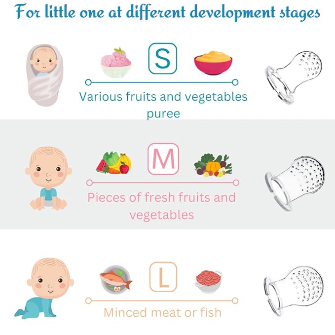 Baby Fruit Feeder Set – BPA-Free Silicone Fresh Food Feeder with 3 Replacement Teats, Teething Feeder for Fruits & Purees, Safe Self-Feeding for Babies 4+ Months