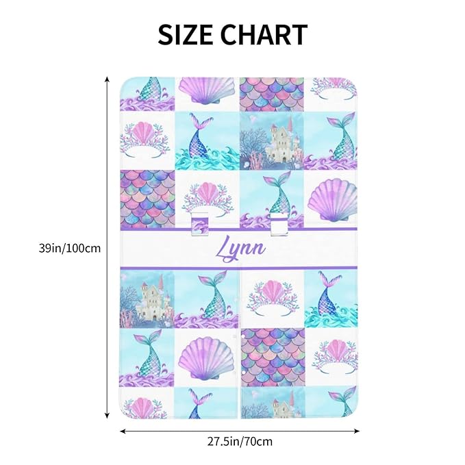Personalized Baby Car Seat Canopy for Girls, Custom Name Baby Car Seats Covers for Babies, Opening Minky Nursing Breastfeeding Stroller Cover Infant Carseat Canopies for Newborn (Mermaid)