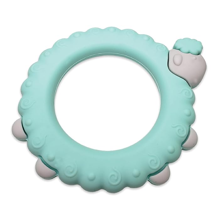 Lulyboo Baby Silicone Sheep Teether - Soft, Non-Toxic, BPA-Free, Easy-Grip, Freezer Safe, Recyclable Teething Toy for Gums Relief & Self-Soothing (0-12 Months)