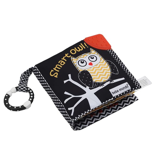 Touch and Feel Cloth Crinkle Books for Babies Infant, Baby Books Toys 0-3-6-12 Months, Easter Shower Baby Gifts, High Contrast Toy,Teething Teethers, Tummy Time Mirror Toys for Boys and Girls-Owl