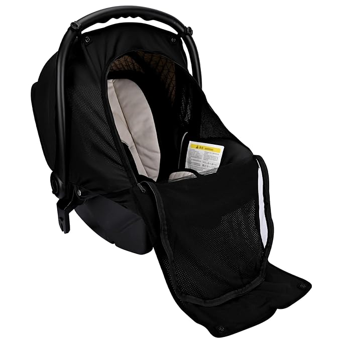 Bebamour Baby Car Seat Cover for Summer Lightweight Car Seat Cover for Boys Girls Breathable Infant Car Seat Cover Canopy (New Black)