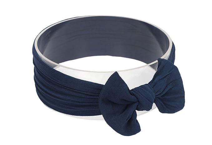 Baby Girl's Toddler Bow Knot Headbands Soft Nylon Headband for Daily Life Birthday Party Photography (Navy Blue)
