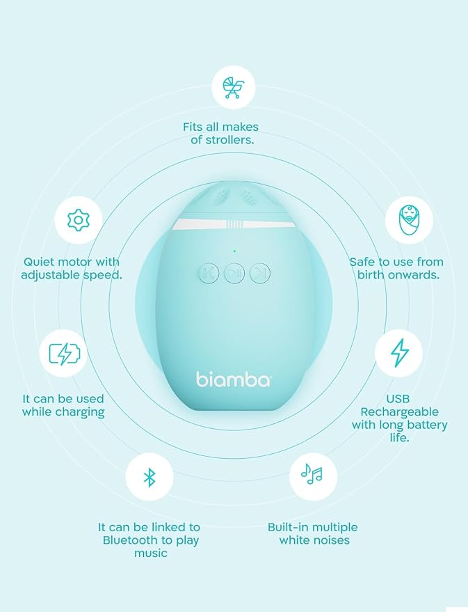 Automatic Baby Rocker for Stroller - Multi-Function Universal Stroller Rocker & White Noise Sound Machine for Baby, Rocking Device & Portable Sound Machine Travel w/Built-in Sounds & Speaker