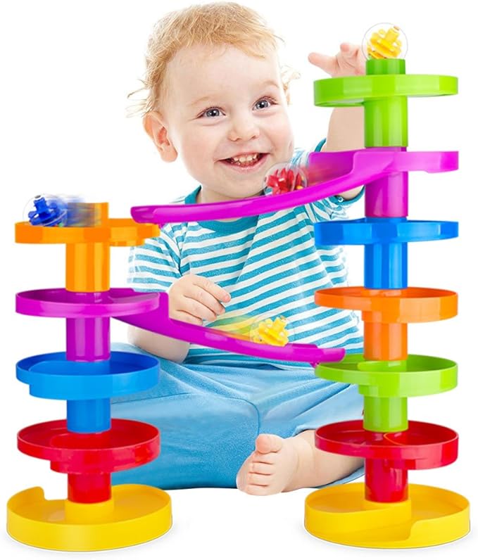 WEofferwhatYOUwant 6 Ball Drop Rattle Balls – Replacement Set for Toddlers | 1.8” Large Clear Plastic Activity Balls | Safe Durable Sensory STEM Toy Add-On Compatible with Ball Drop Tower