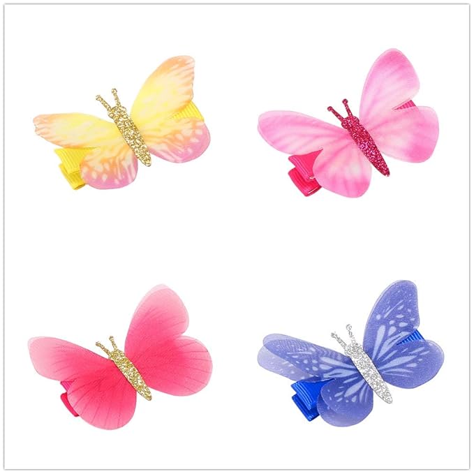 24 Pcs Baby Girls Hair Clips Butterfly Alligator Hair Clips Chiffon Hair Barrettes Hairpins Hair Accessories for Girl Teens Kids Babies Toddlers Women