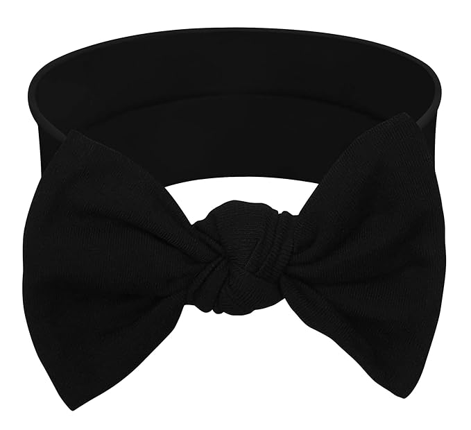 Baby Girl Headbands 0–6 Months – Newborn Infant Soft Cotton Handmade Bow Headband, Stretchy No Mark Baby Hair Accessories (Black, 0-6 Month)