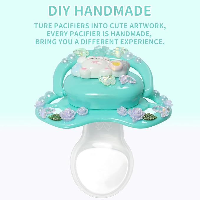 CutiePlusU Adult Sized Pacifier Dummy DIY Handmade Big Shield- Green