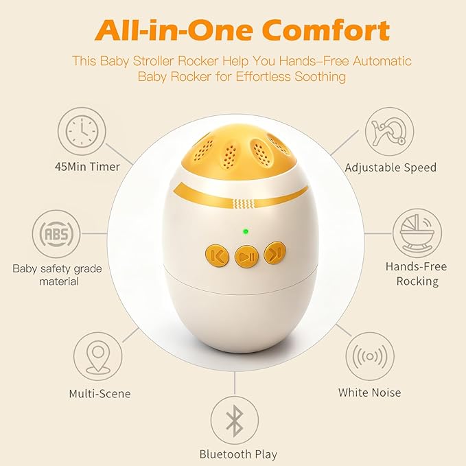 Baby Stroller Rocker, Hands-Free Bassinet Rocker Device with Vibrating Baby Sleep Soothe for Universal Strollers and Cribs