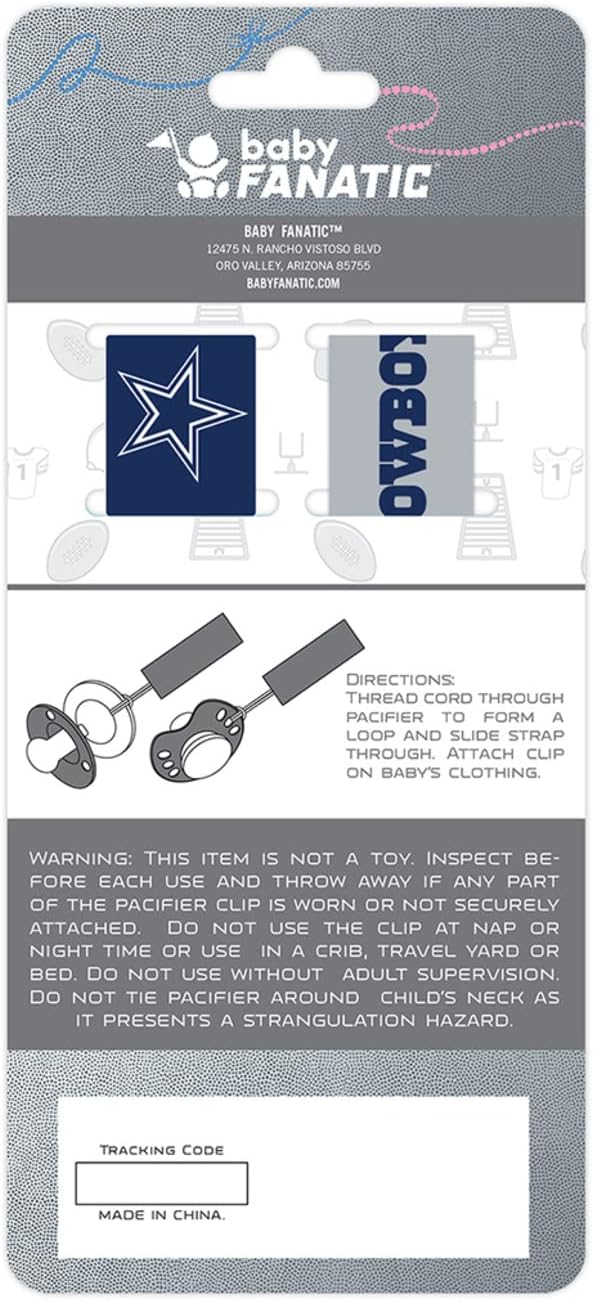BabyFanatic Officially Licensed Unisex Pacifier Clip 2-Pack - NFL