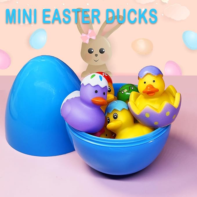 72PCS Easter Rubber Ducks in Bulk Mini Rubber Ducks Easter Basket Stuffers Ducks for Kids Baby Bath Toys Party Favor