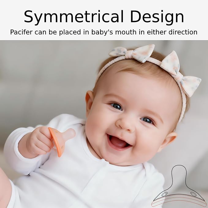 Garkoko 2-Pack Newborn Pacifiers with Clip & Case, 0-6 Months, Breastfeeding Pacifier, Symmetrical Nipple Pacifier, Non-Touch Face, Food-Grade Silicone, Hygiene Kit for Babies