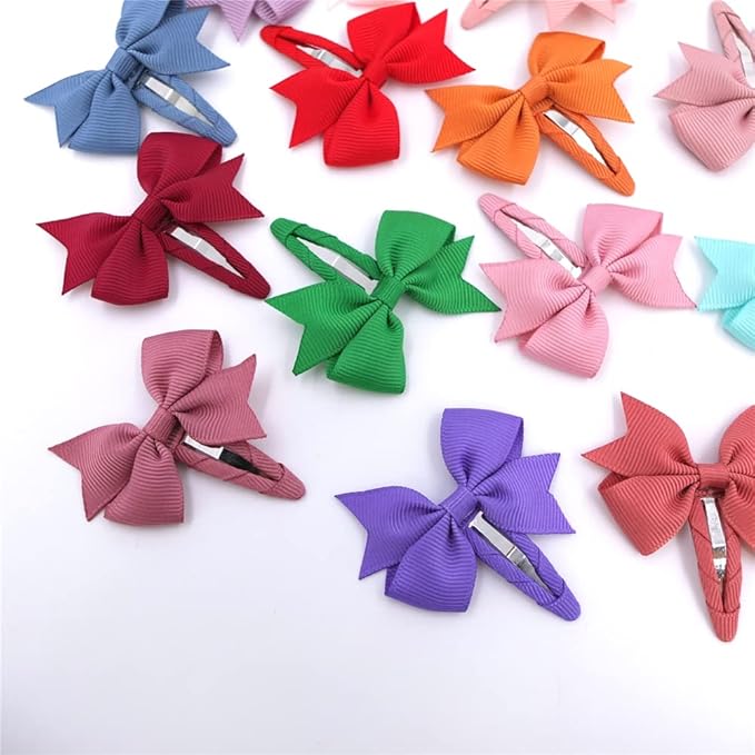 Boutique Baby Hair Clips - Toddler Tiny Hair Bow Snap Clips for Infant Girls Kids (Pinwheel, 24 Colors)