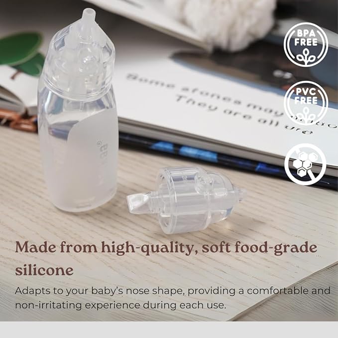 Haakaa Penguin Nasal Aspirator for Baby – Blocked Nose Relief: Works by Suction – BPA, PVC & Phthalate-Free – Food-Grade Silicone – Easy-to-Clean – Fluid Measurement