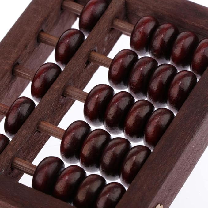 5 Column Chinese Wooden Bead Arithmetic Abacus with Box for