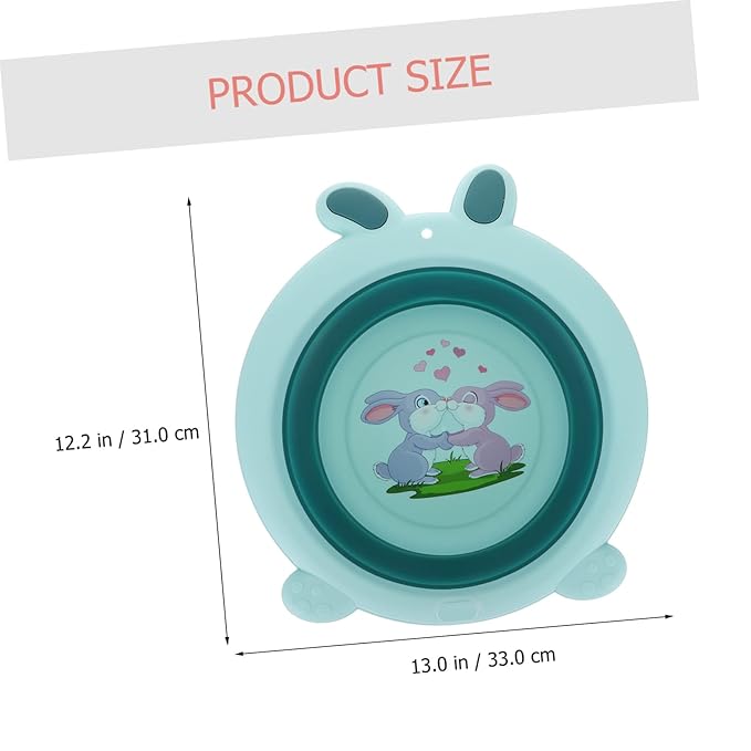 Little Rabbit Portable Baby Wash Basin Foldable Foot Bath Tub for Toddler Face Hands Feet Washing Travel Use Lightweight Safe 13.38X12.20X3.93 Inches
