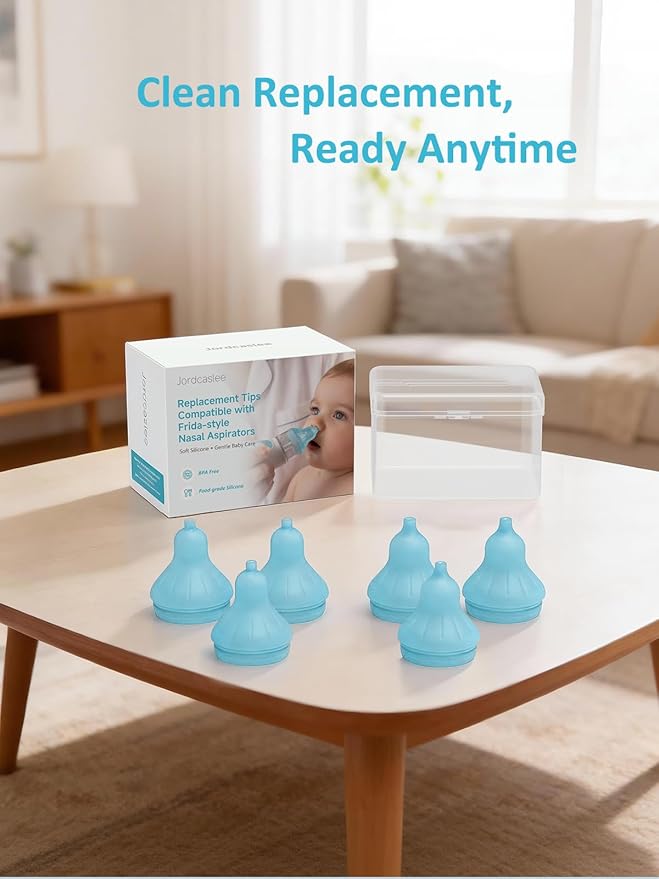 Nasal Aspirator Replacement Tips Compatible with Frida Baby Nose Sucker, Soft Silicone Tips for Infant & Toddler, BPA-Free Reusable Replacement Parts Accessories, 6pcs