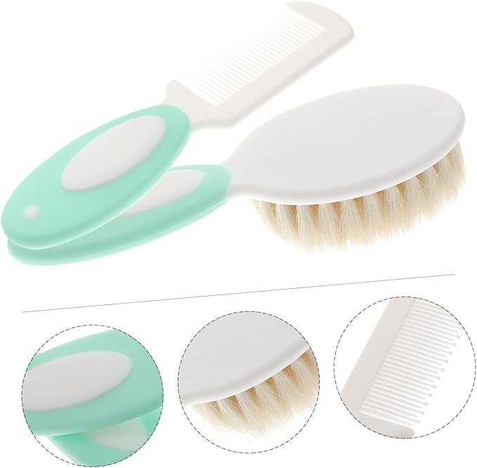 Infant Hair Brush Baby Hair Brush 1 Set of Baby Hair Brush and Comb, Natural Goat Bristles for Newborns and Toddlers- Blue Infant Hair Brush Infant Hair Brush Cradle Cap Brush
