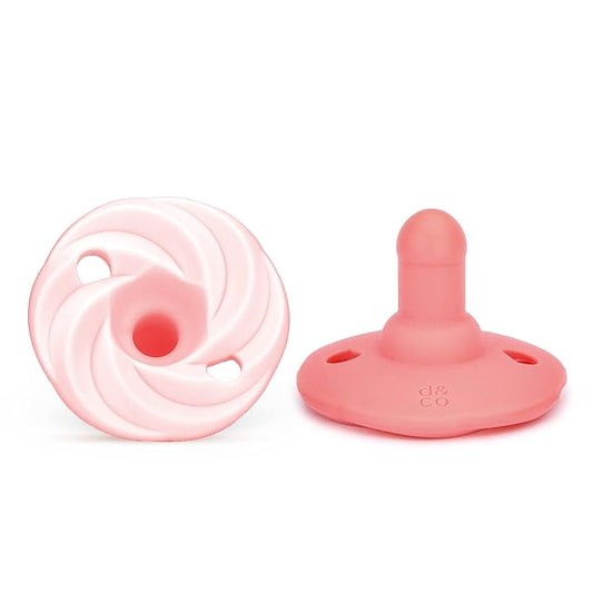 Doodle & Co. Holland Classic Pacifier for New Born Babies | BPA Free Natural Nipple Shape 100% Silicone for Infants | Helps Promote Healthy Oral Development | 3+ Months | Blush/Shore