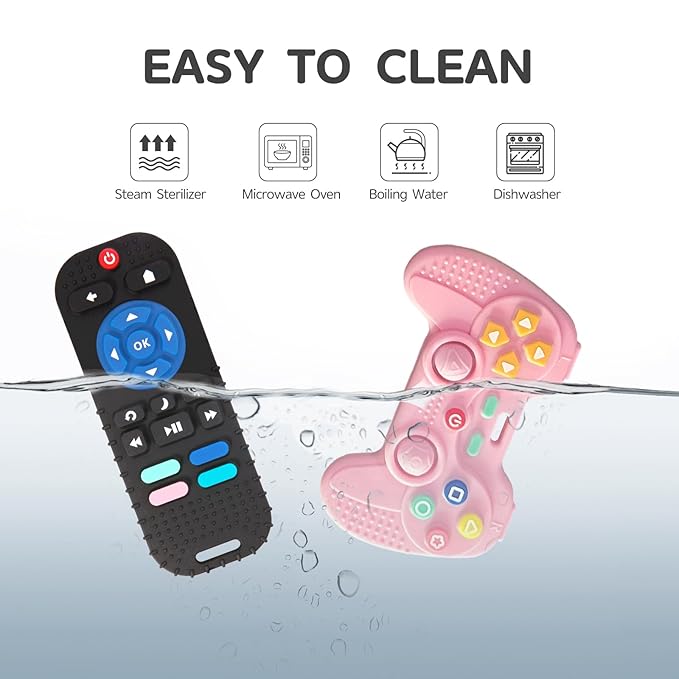 2 Pack Silicone Teethers for Babies 6-12 Months, Teething Toys for Babies 0-6 Months, Remote Teether for Baby, Sensory Toys for Baby,Toddler Infant Girl Boy Gifts