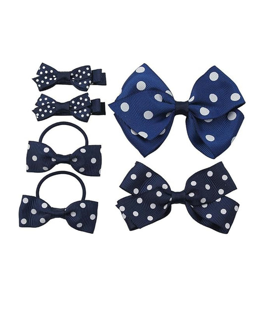 Polka dot Hair Clips Bow Baby Girls Polka dot Barrettes Clips BBG54 (B6-Navy Blue)