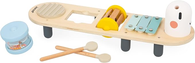 Janod - Sweet Cocoon Wooden Caterpillar Music Stand - Ages 12 Months to 3 Years - Early Music Education - Stimulates Auditory Senses - Engaging and Educational Toy - J04058