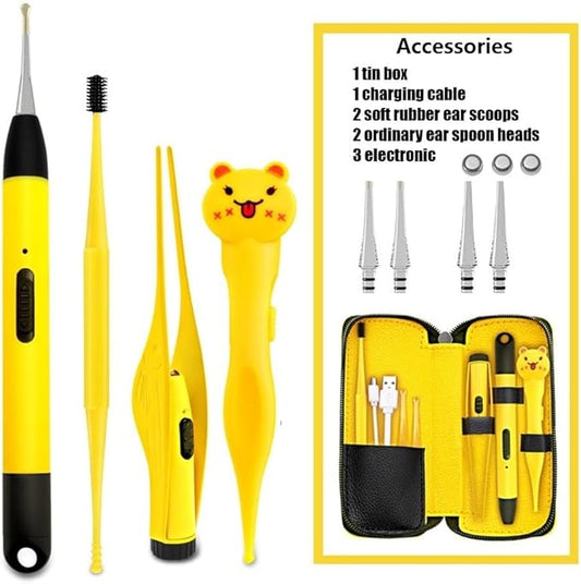 Baby Nose Tweezers with Light,Baby Nasal Tweezers Rechargeable Glow Cleaning Kids Ear, Nose, Navel, Dirt and Mucus Cleaning Clips for Baby Tool Set (4 Piece)