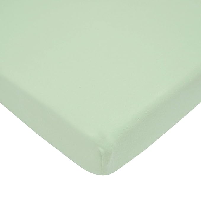 American Baby Company 100% Natural Cotton Fitted Pack and Play Sheet 39" x 27" - Soft & Breathable Pack N Play Sheet for Playpen, Playard & Mini Crib Mattress, Green, for Boys & Girls