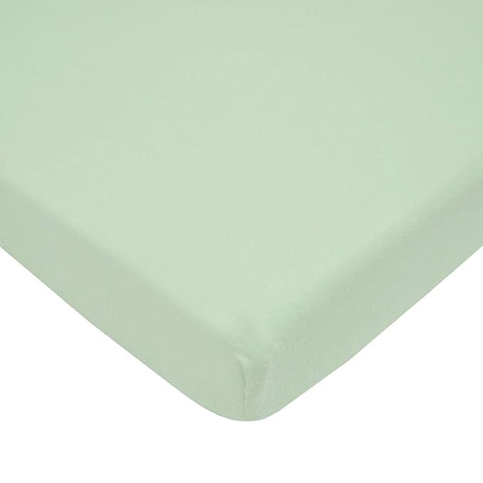 American Baby Company 100% Natural Cotton Fitted Pack and Play Sheet 39" x 27" - Soft & Breathable Pack N Play Sheet for Playpen, Playard & Mini Crib Mattress, Green, for Boys & Girls