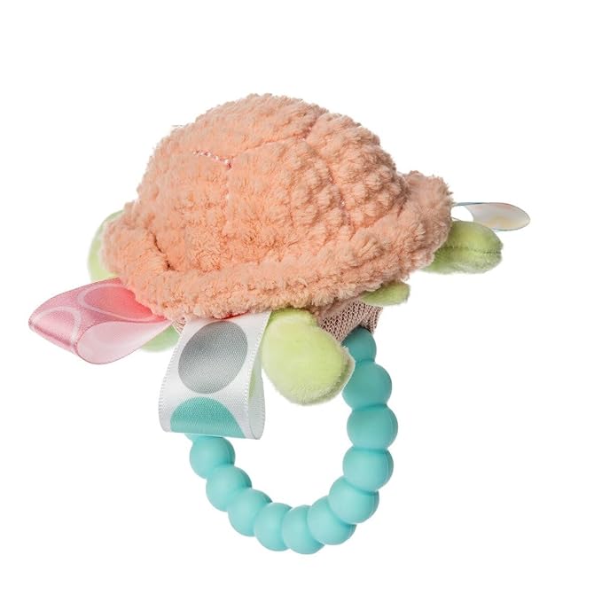 Taggies Soft Baby Rattle with Soothing Teether Ring and Sensory Tags, 6-Inches, Tippy Turtle