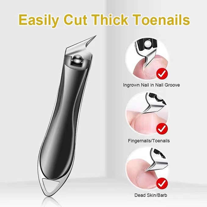 Electric Nail Clipper with LED Light, 2026 Improved Nail Clippers, Safe Automatic 4-in-1 Baby Nail Trimmer, Slanted Toenail Clippers for Deep Thick Ingrown Toenails, Ideal for All Your Nail Care Needs