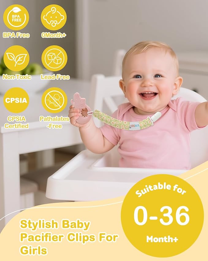ALVABABY Pacifier Clips 8 Pack Binky Paci Clip Holder Leashes 8DP21A