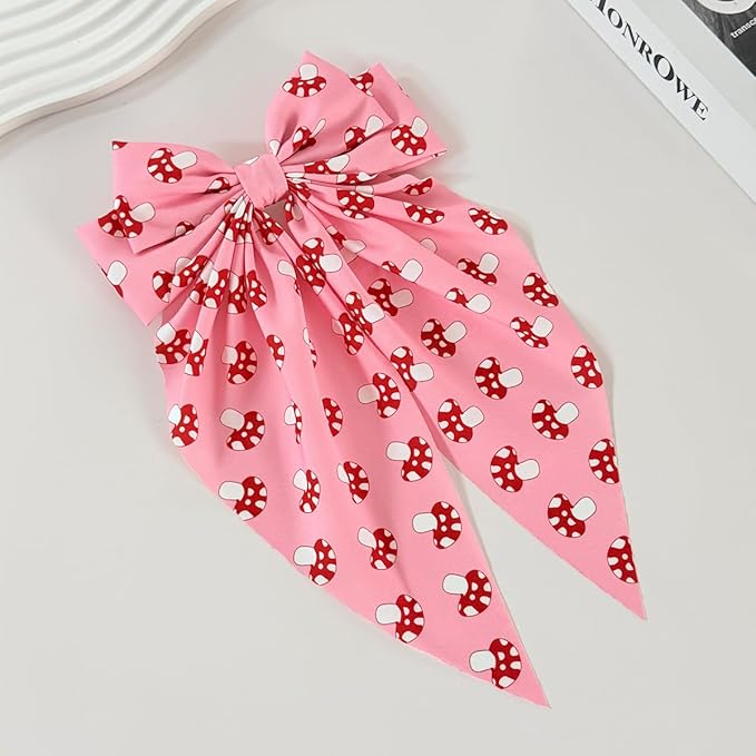 Kids Girls Mushroom Hair Clips Bow Mushroom Pattern Hair Pin Kids Girls Mushroom Print Hairclips BBW03 (Bow-B2)