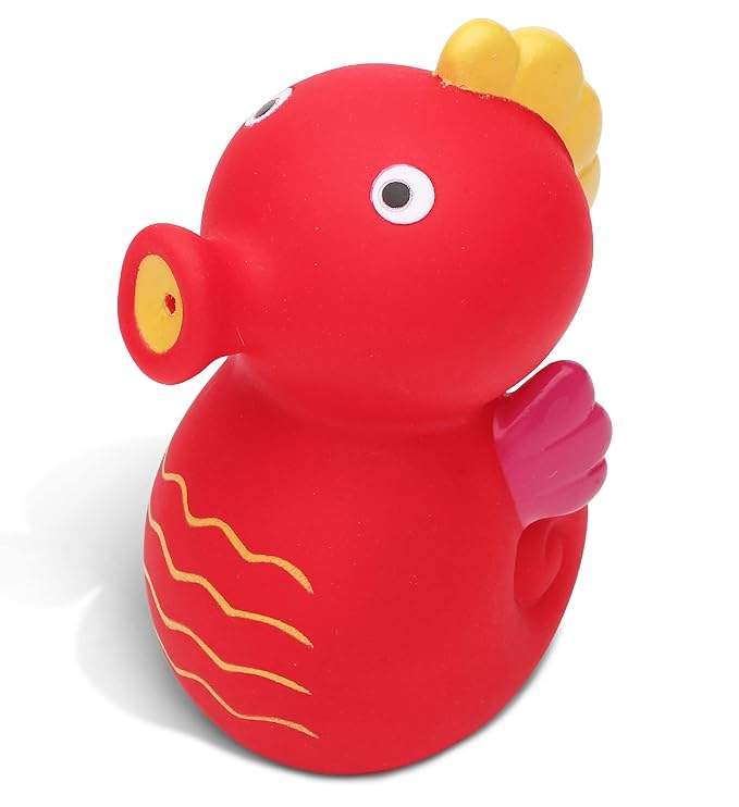 DolliBu Seahorse Bath Buddy Squirter – Floating Red Seahorse Rubber Bath Toy, Fun Water Squirting Bathtime Play for Toddlers, Cute Sea Life Animal Toy for The Bathtub, Beach, & Pool for Girls & Boys