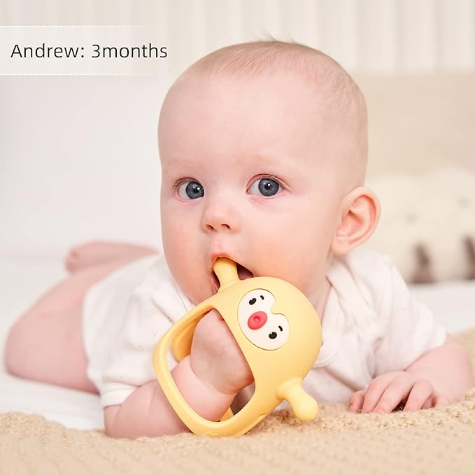 Smily Mia 2pk Penguin Teethers, TeethingToys for Babies 0-6Months, Baby Teethers for 3-6Months, Teething Mittens for Infants, Pacifiers for Breastfed Babies, Light Yellow