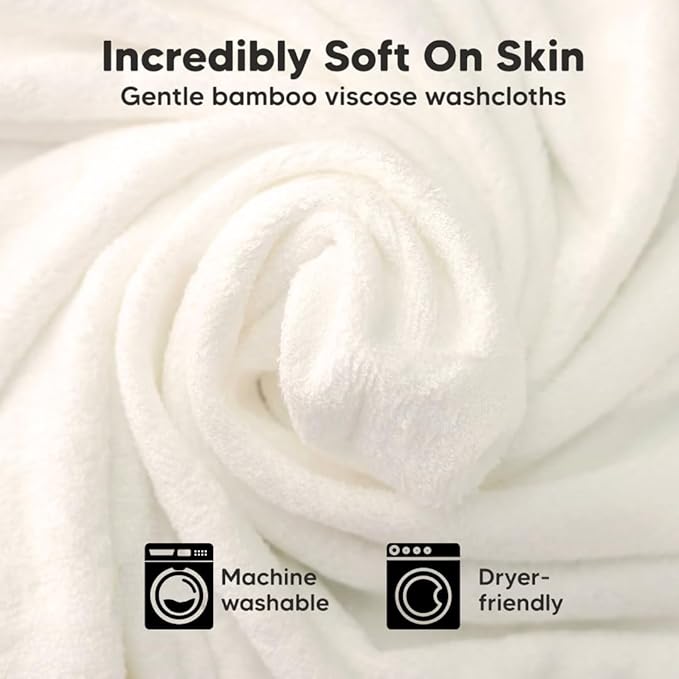 Baby Washcloths 6-Pack, Ultra Soft Viscose, 7.87 x 7.87 inches, 2-Layer Deluxe, Super Absorbent, Machine Washable, Newborn Bath Towels, Infant Shower, Gentle on Skin, Face Wash Cloths for Babies