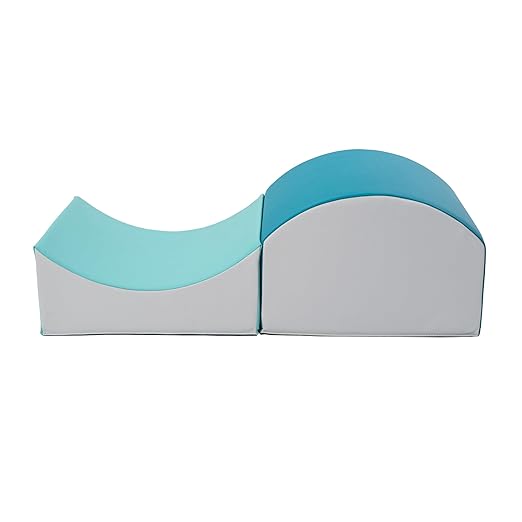 FDP SoftScape Curvy in and Out Playtime Climber, Indoor Active Play Structure for Toddlers and Kids, Safe Soft Foam for Crawling and Sliding, 2-Piece Set - Contemporary