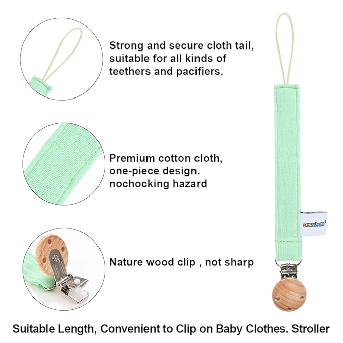 Baby Food Grade Silicone Tractor Car Teether Toy with Pacifier Clip Holder,Teething Pain Relief Toys Gift Set for 3 Months+ Boys and Girls,Freezer Safe,BPA Free (Green)