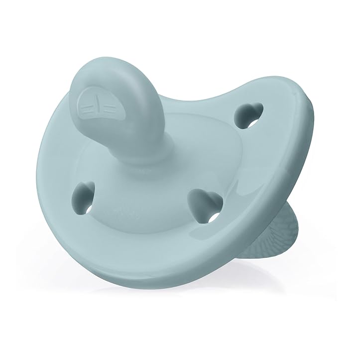 Chicco PhysioForma Luxe Orthodontic Pacifier for Babies 6-16 Months, One-Piece 100% Soft Silicone, Supports Breathing, Textured Shield & Handle, Sterilizing Case, BPA Free, 2-Pack, Coastal Blue