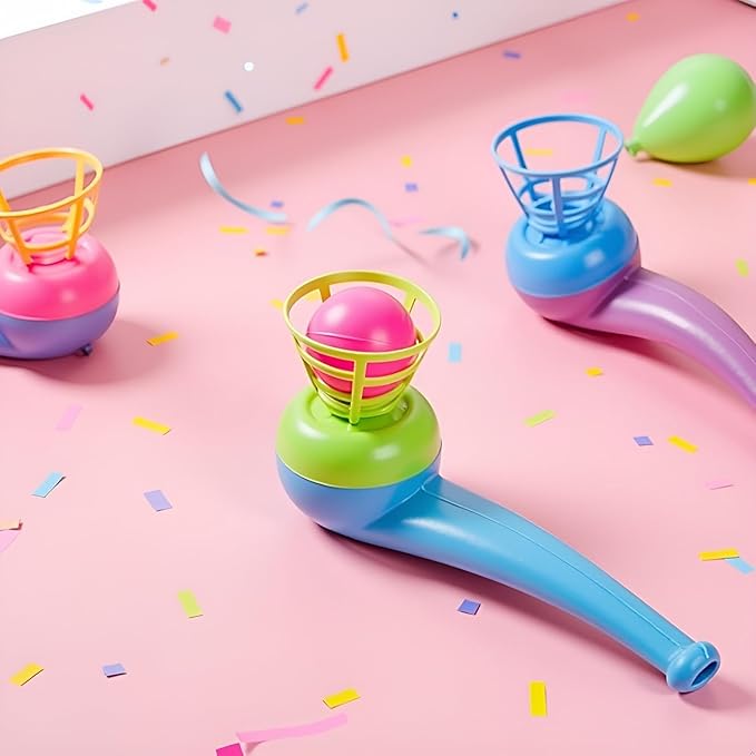 4Pcs Ball Blowing Floating Blow Pipe Balls, Floating Ball for Birthday PartyBalance Game (Random Color)