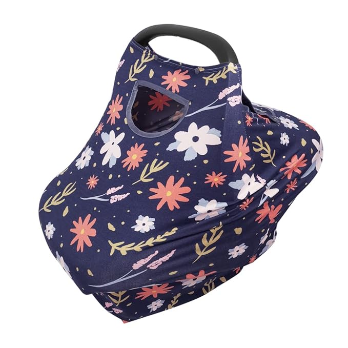 Car seat Covers for Babies, Stretchy Multi in 1 Baby Car Seat Cover Breastfeeding Cover, Carseat Cover Girls boy, Window with Flap Cover, self-contained Pouch, Patent Design
