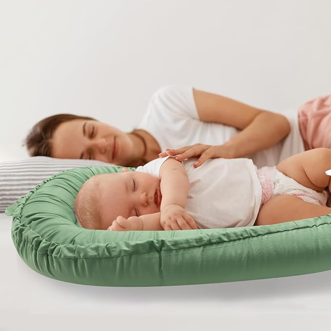 Hooyax Baby Lounger Cover Only, 100% Cotton Newborn Nest Cover, Soft Portable Baby Nest Replacement Cover for Boys Girls, Breathable Infant Lounger Covers, Baby Essential (Green)